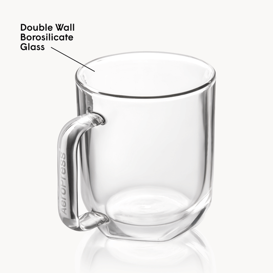 AeroPress Double Wall Glass Coffee Mug - 2 Pack - Brewing Vessel for Daily Coffee Preparation
