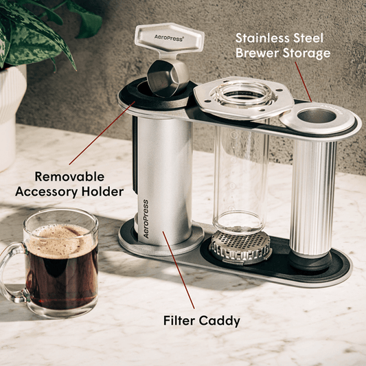 AeroPress Organizer Stand - Stainless Steel - Brewing Accessory Holder for Easy Reach
