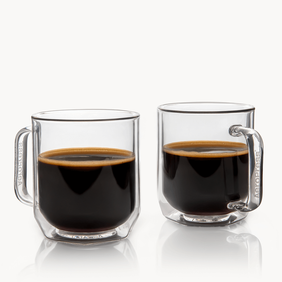 AeroPress Double Wall Glass Coffee Mug - 2 Pack - Brewing Vessel for Daily Coffee Preparation