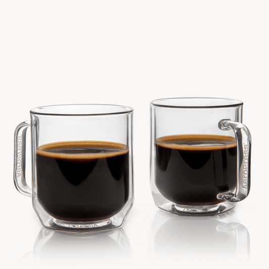 AeroPress Double Wall Glass Coffee Mug - 2 Pack - Brewing Vessel for Daily Coffee Preparation