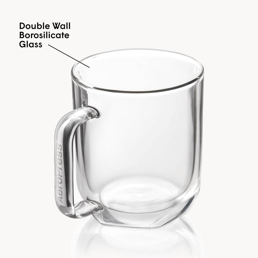 AeroPress Double Wall Glass Coffee Mug - 2 Pack - Brewing Vessel for Daily Coffee Preparation