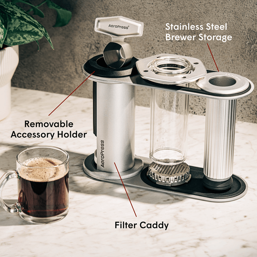 AeroPress Organizer Stand - Stainless Steel - Brewing Accessory Holder for Easy Reach