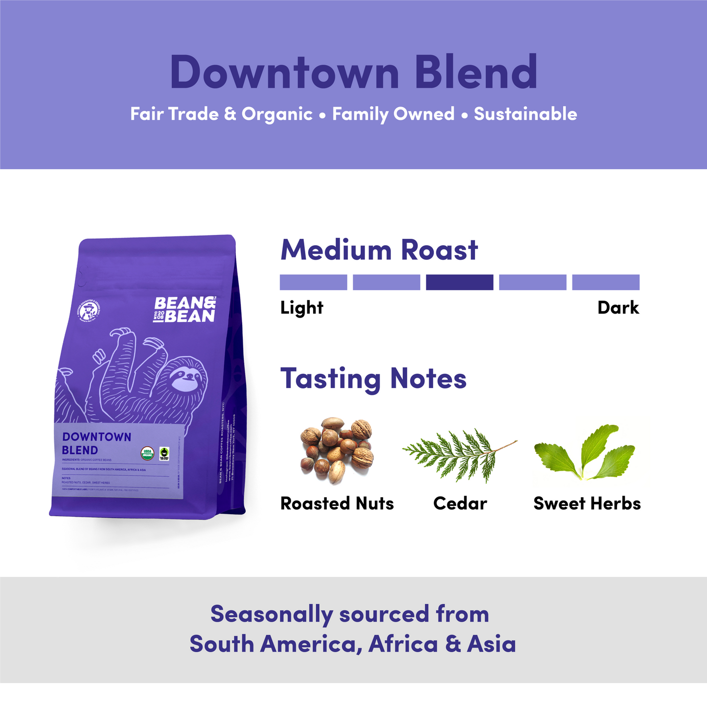 Downtown Blend Organic & Fair Trade - Fresh-Roasted Coffee for Daily Brewing