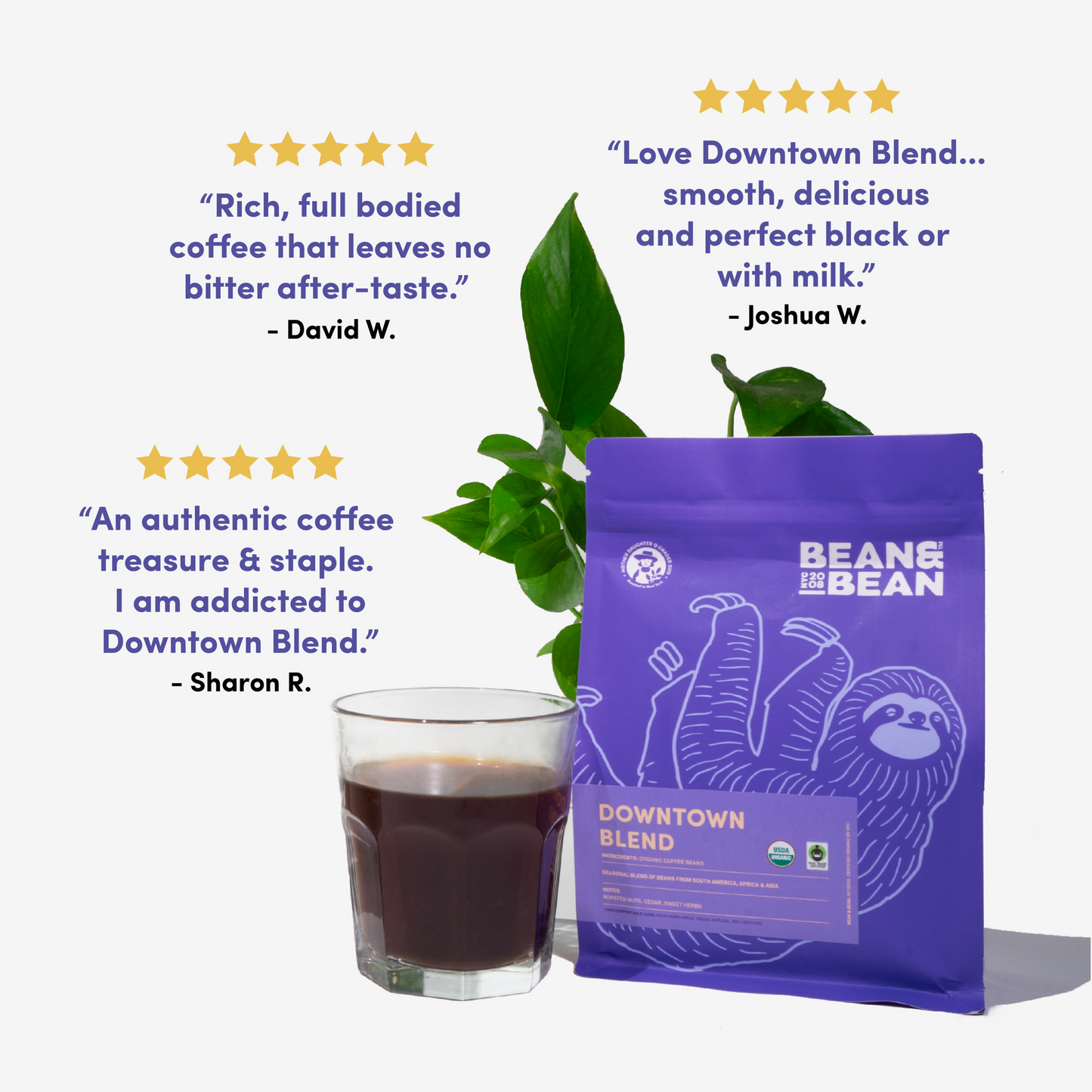 Downtown Blend Organic & Fair Trade - Fresh-Roasted Coffee for Daily Brewing